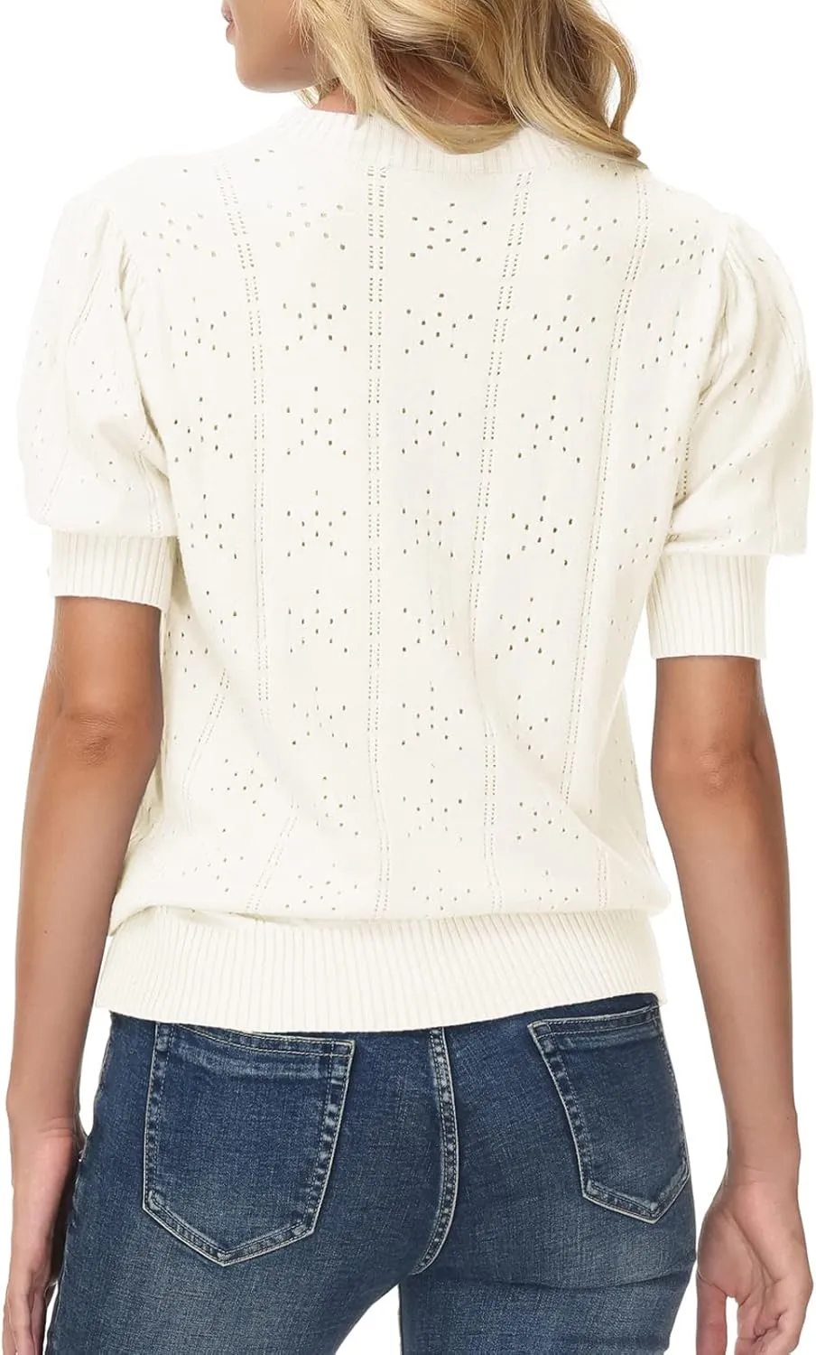 GRACE KARIN Womens Lightweight Thin Summer Pullover Sweater Cute Puff Short Sleeve Tops Pullover Shirt Knit Blouse