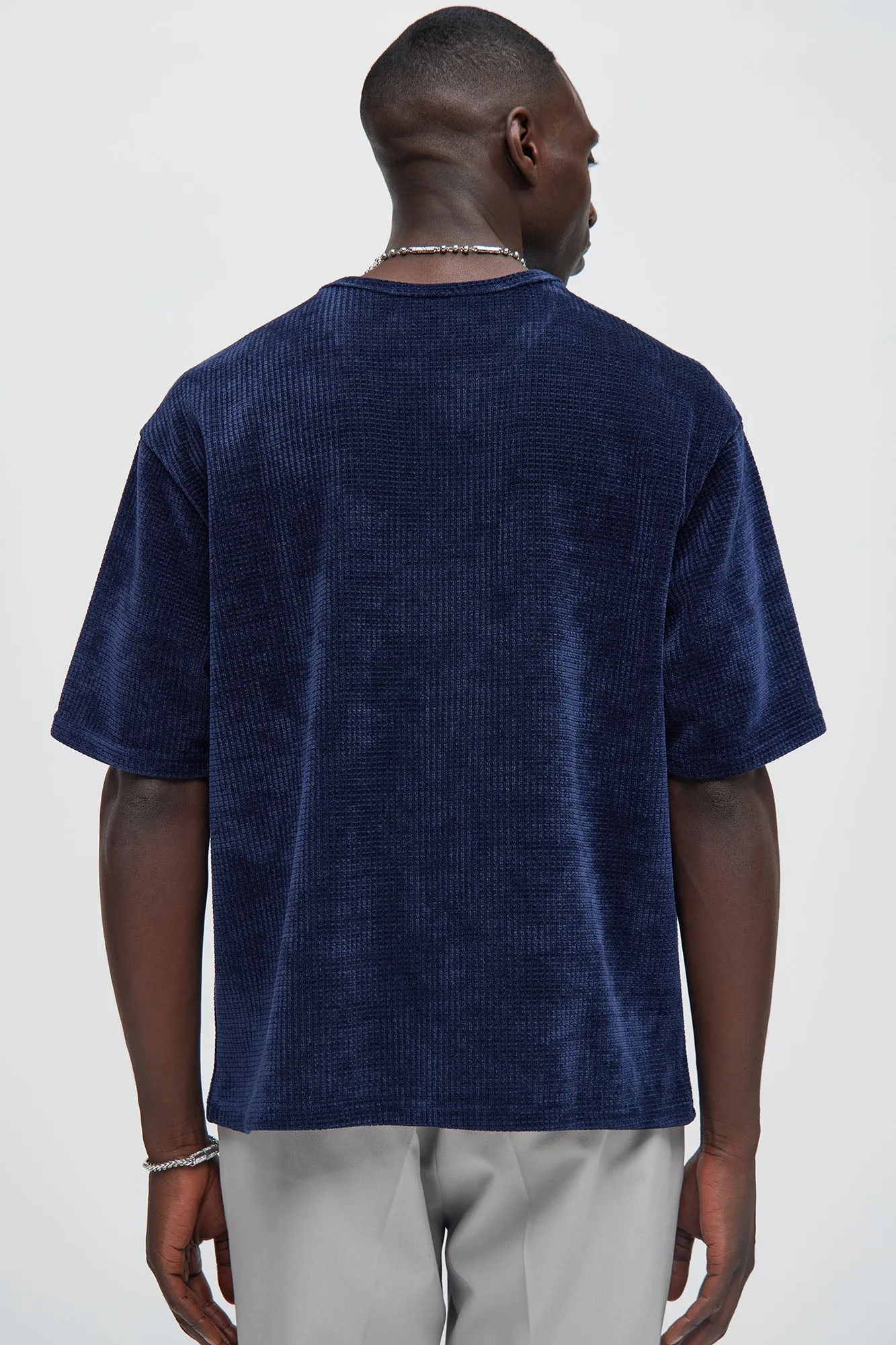 Greenville Waffle Knit Relaxed Short Sleeve Tee - Navy