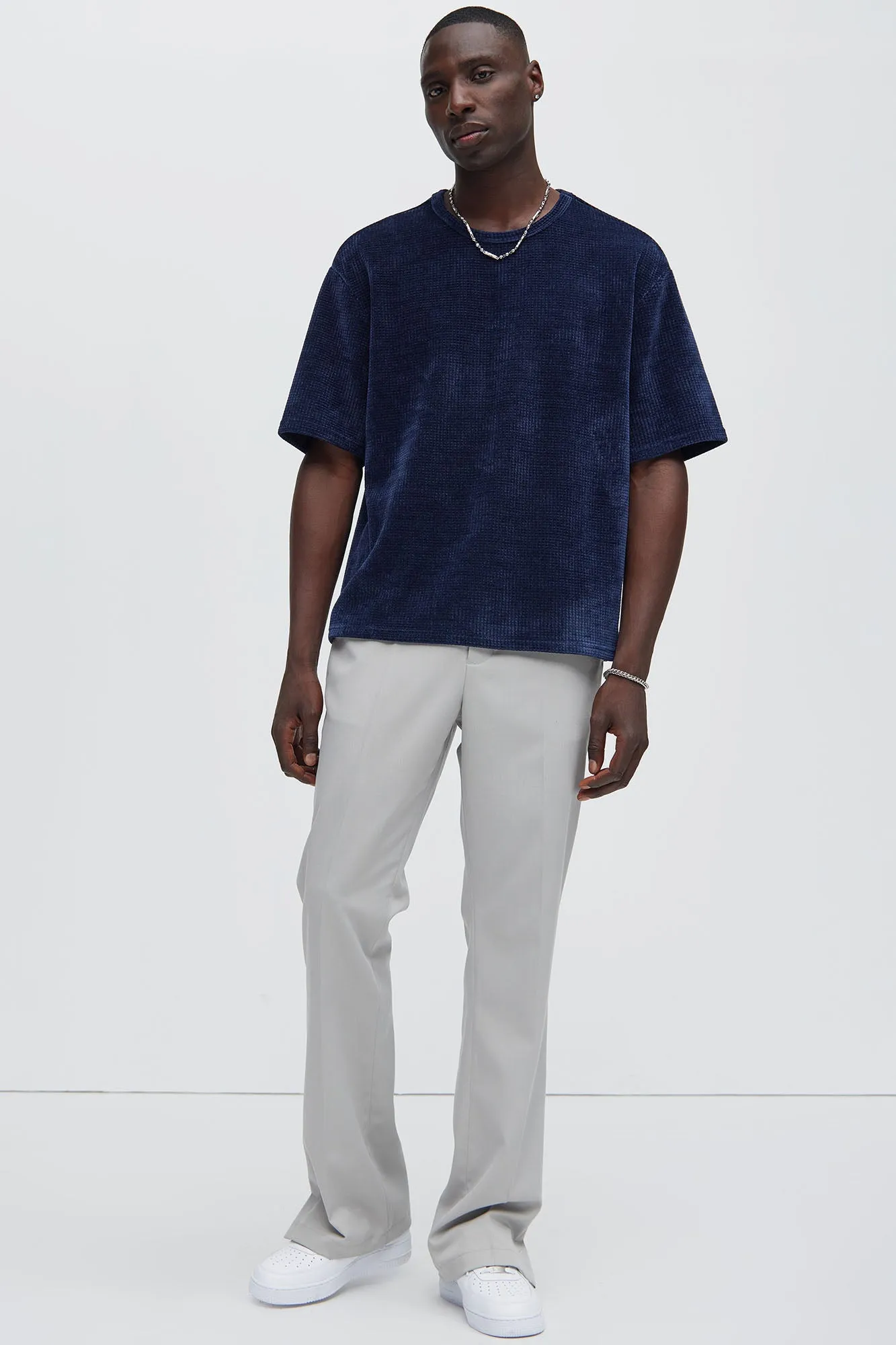 Greenville Waffle Knit Relaxed Short Sleeve Tee - Navy