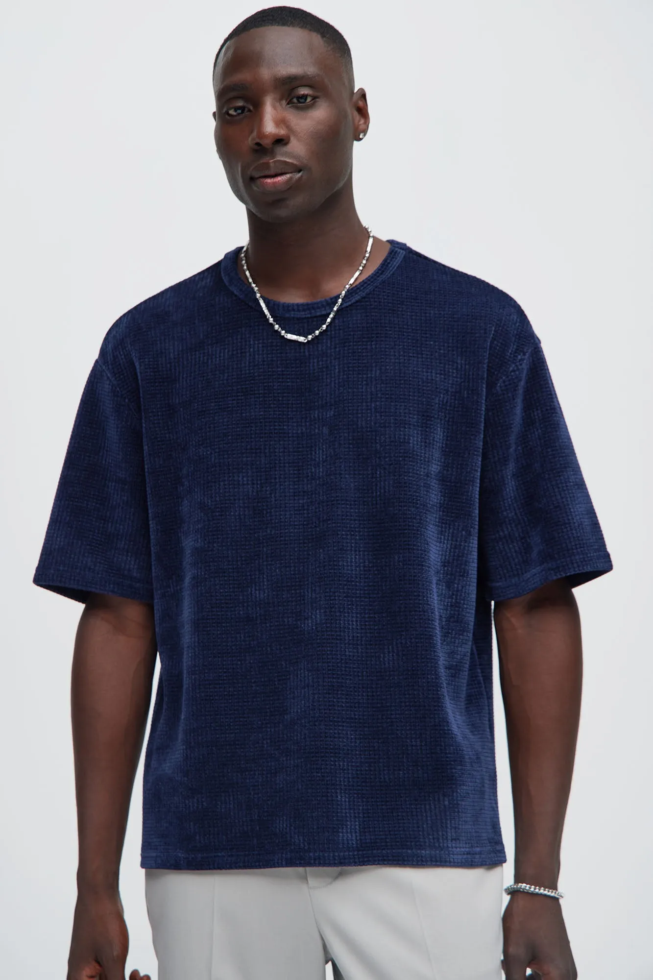 Greenville Waffle Knit Relaxed Short Sleeve Tee - Navy