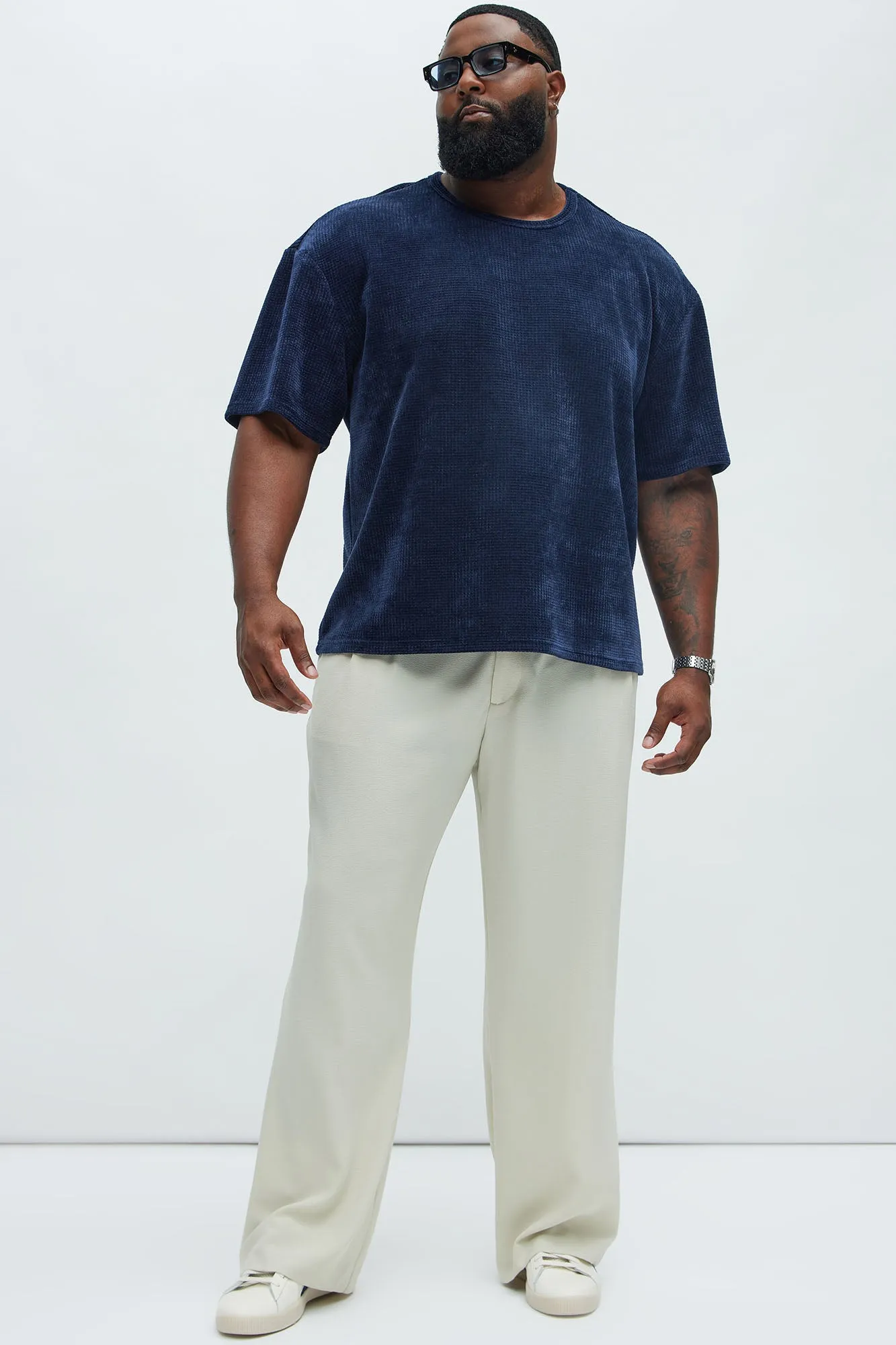 Greenville Waffle Knit Relaxed Short Sleeve Tee - Navy