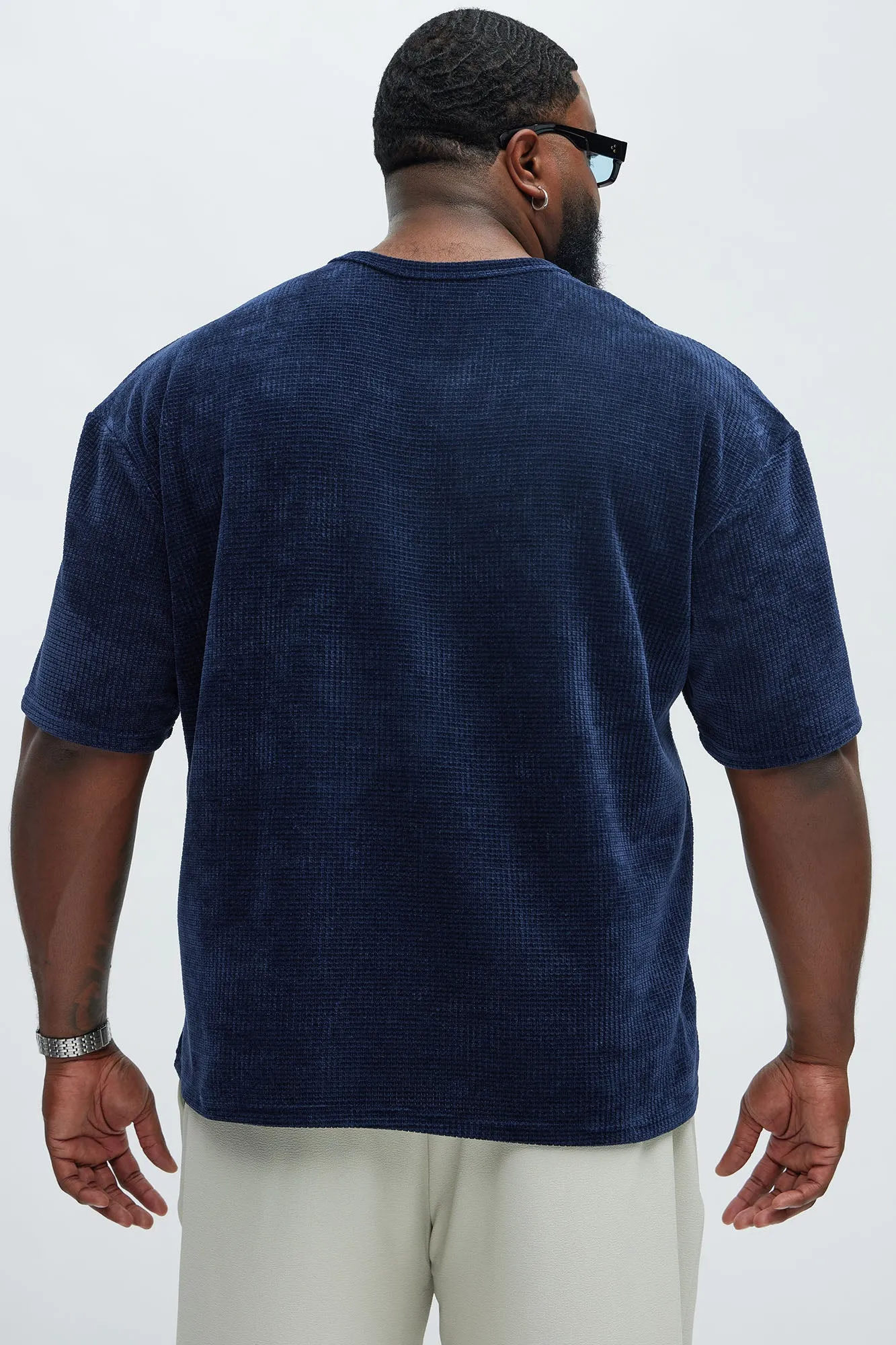 Greenville Waffle Knit Relaxed Short Sleeve Tee - Navy