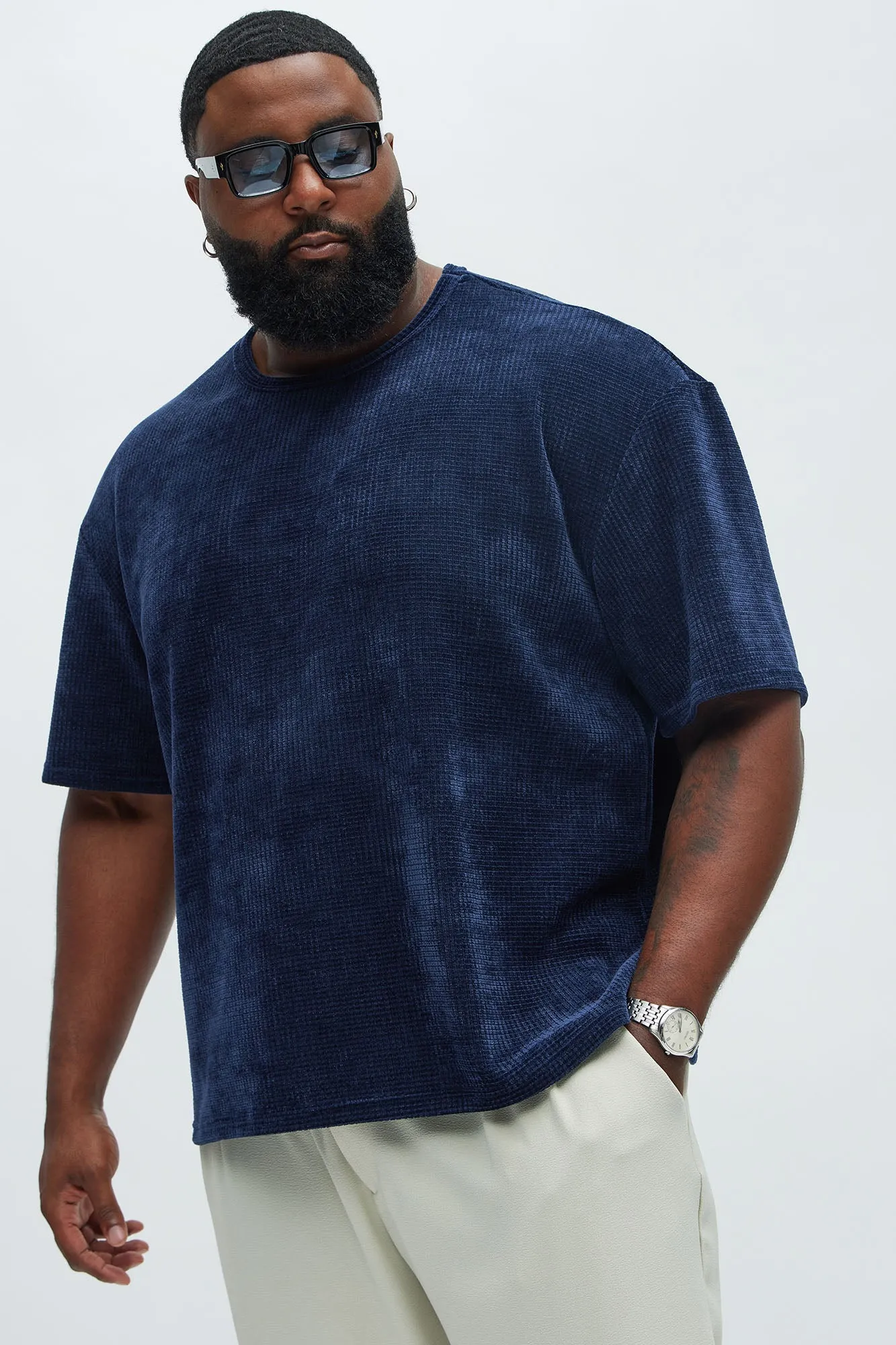 Greenville Waffle Knit Relaxed Short Sleeve Tee - Navy