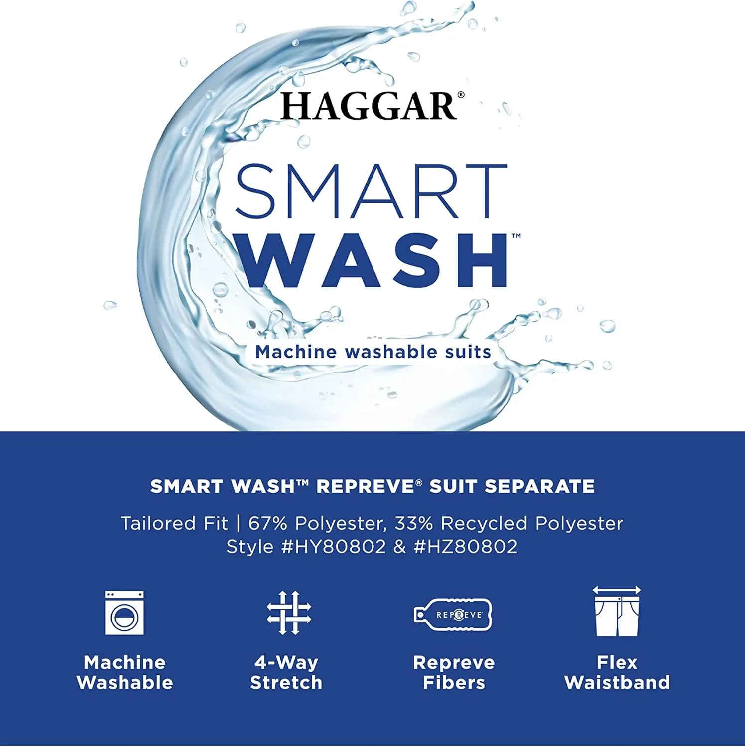 Haggar Men's Smart Wash with Repreve Slim Fit Suit Separates-Pants & Jackets