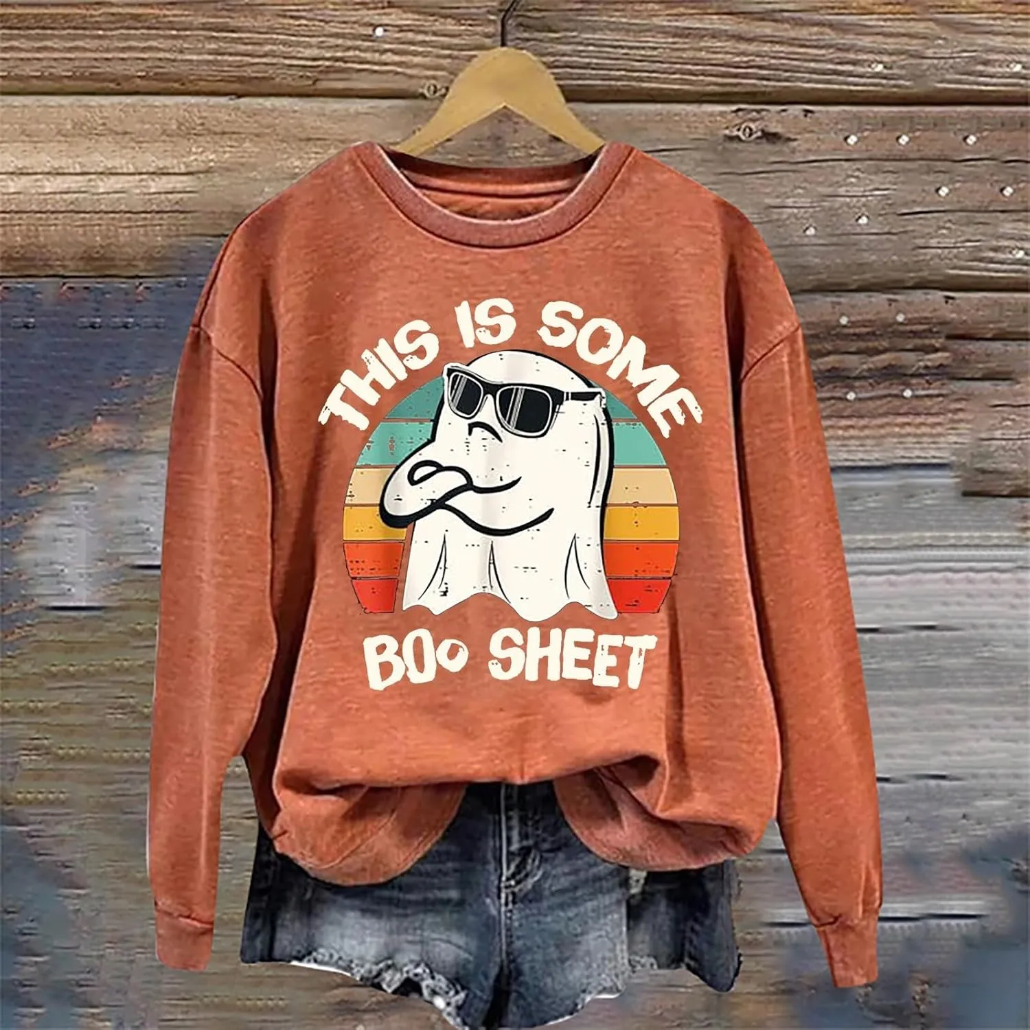 Halloween Graphic Sweatshirts for Women Casual Crewneck Long Sleeve Oversized Pullover Sweaters Funny Plus Size Tops Hoodies