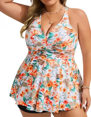 Hanna Nikole Women Plus Size Swimsuit Tops Twist V Neck Only Modest Tankini Swimsuit Tops Bathing Suits No Bottom