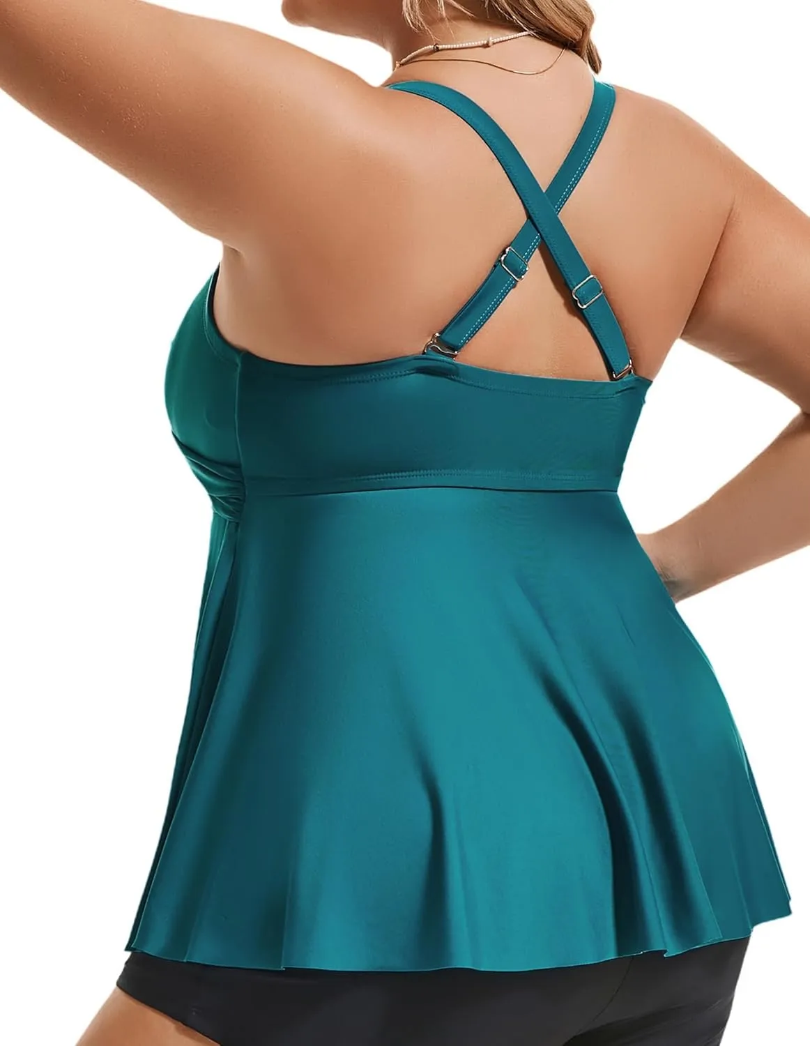 Hanna Nikole Women Plus Size Swimsuit Tops Twist V Neck Only Modest Tankini Swimsuit Tops Bathing Suits No Bottom