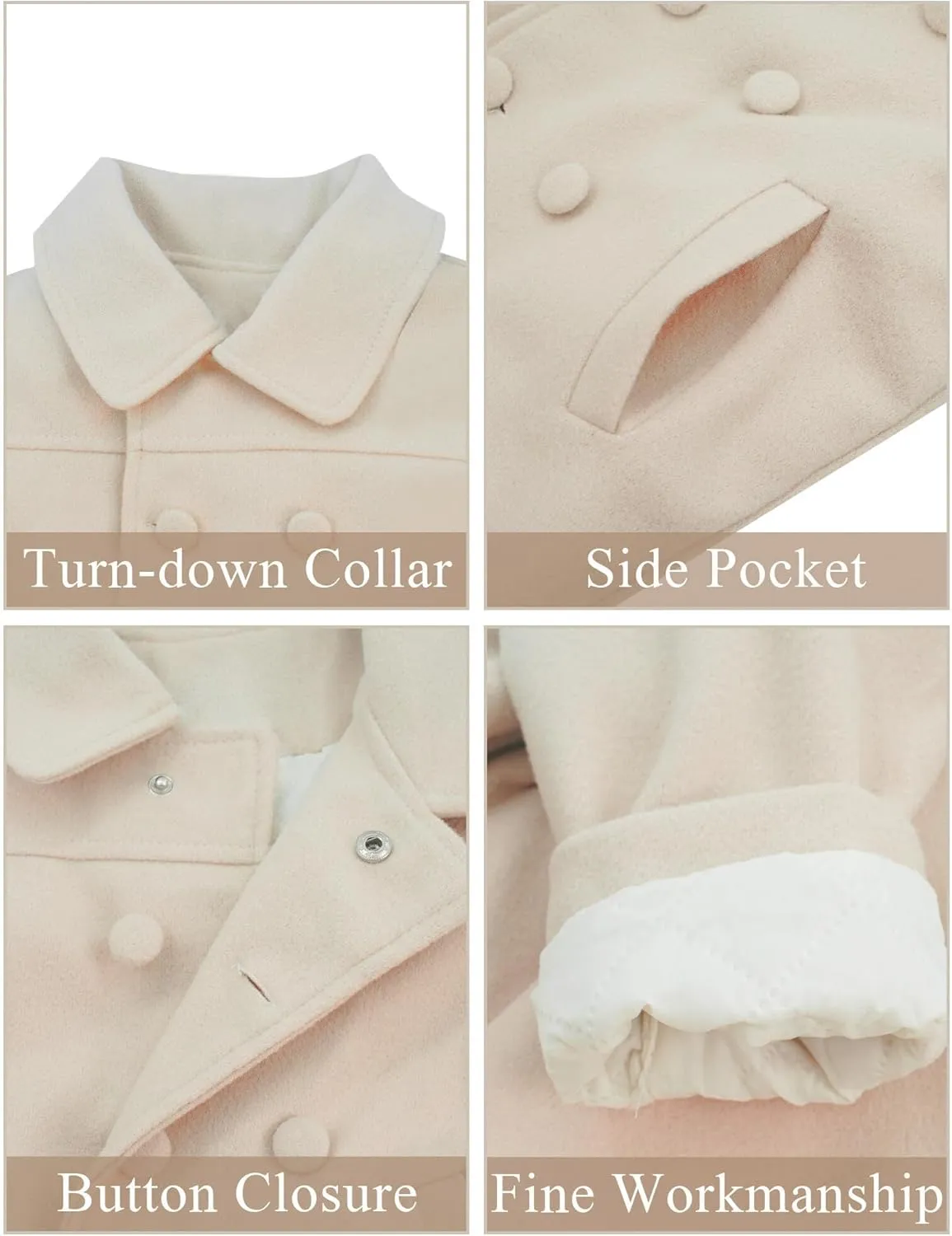 Happy Cherry Kids Girls Dress Coats Cloak Button Jacket Clothes Outerwear Clothes Winter Trench Peacoat