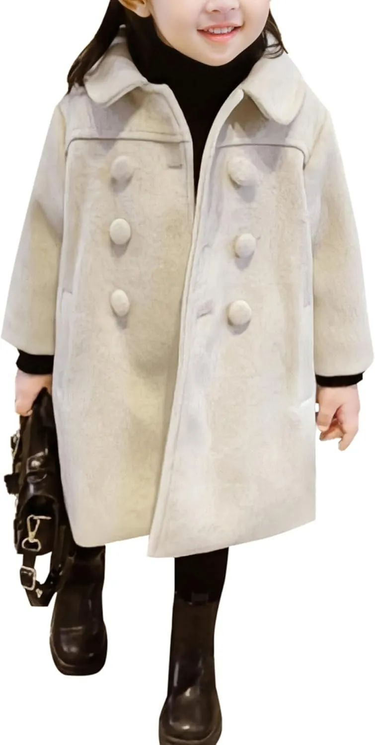 Happy Cherry Kids Girls Dress Coats Cloak Button Jacket Clothes Outerwear Clothes Winter Trench Peacoat
