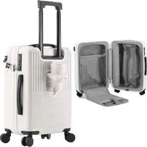 Hardside Luggage, Stylish Textured Line Suitcase, with Spinner Wheels, Expandable Luggage 20