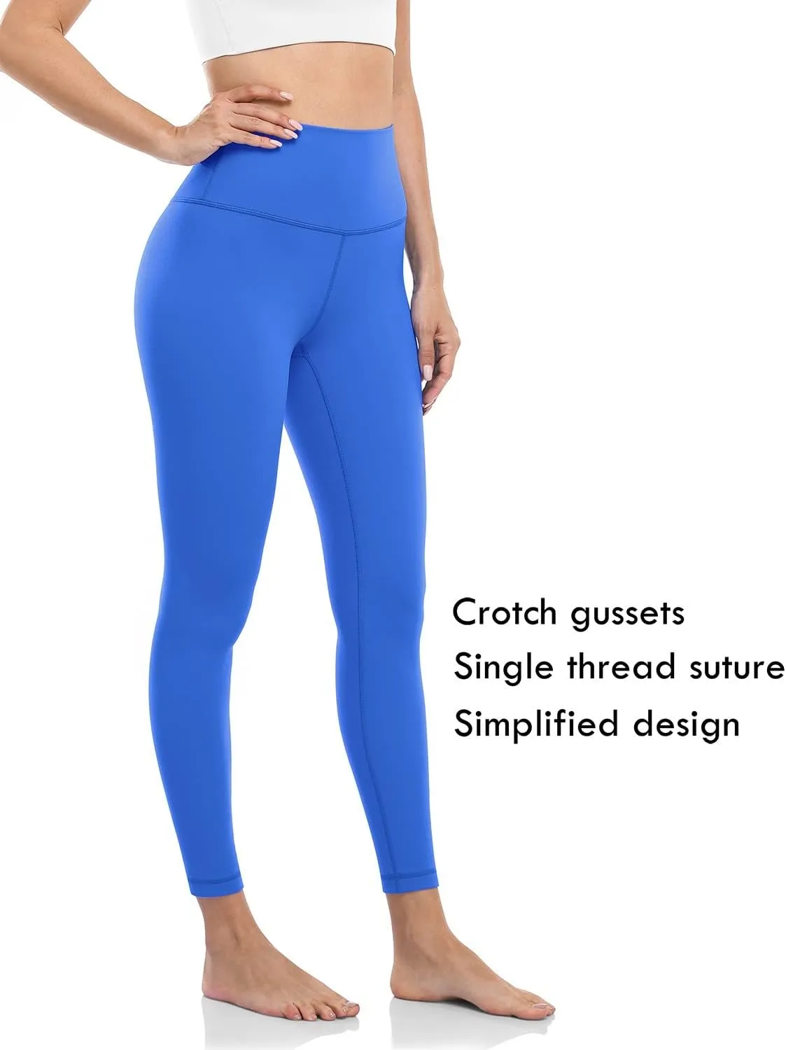 HeyNuts Essential/Pure&Plain 7/8 Leggings, High Waisted Compression Soft Pants Workout Athletic Yoga Pants 25"