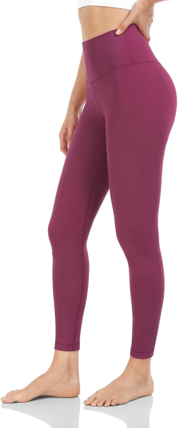 HeyNuts Essential/Pure&Plain 7/8 Leggings, High Waisted Compression Soft Pants Workout Athletic Yoga Pants 25"