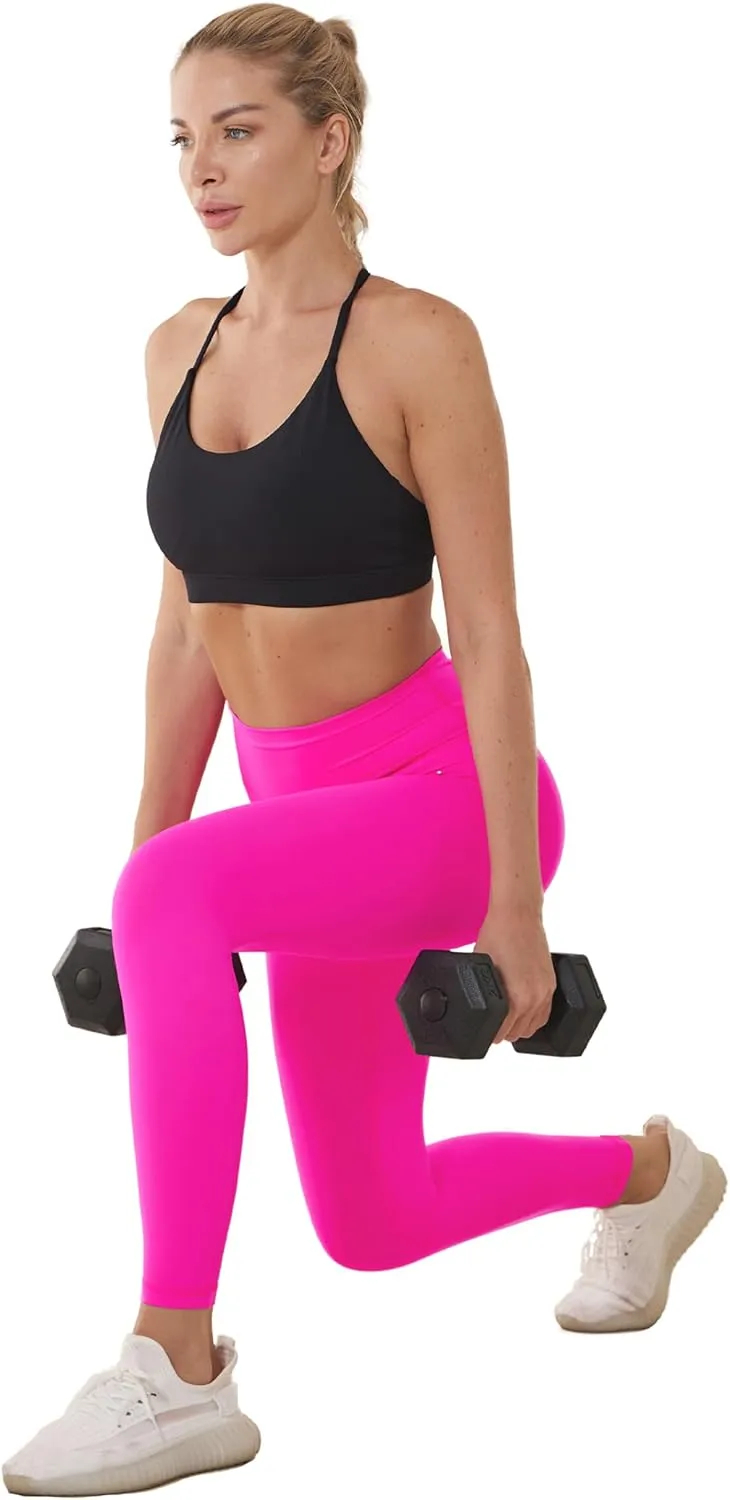 High Waisted Workout Leggings for Women, Buttery Soft 7/8 Length Yoga Pants with Hidden Pocket