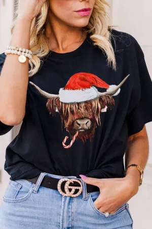 Highland Cow Christmas Short Sleeve Relaxed Fit T-Shirt