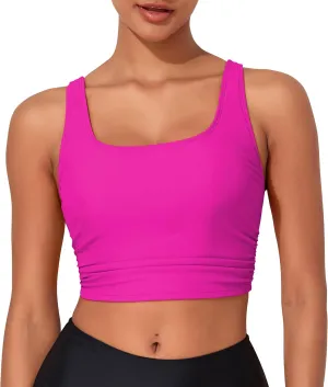 Hilor Women's Underwire Bikini Tops Longline Swim Top Push Up Tankini Swimsuit Modest Bathing Suit Tops
