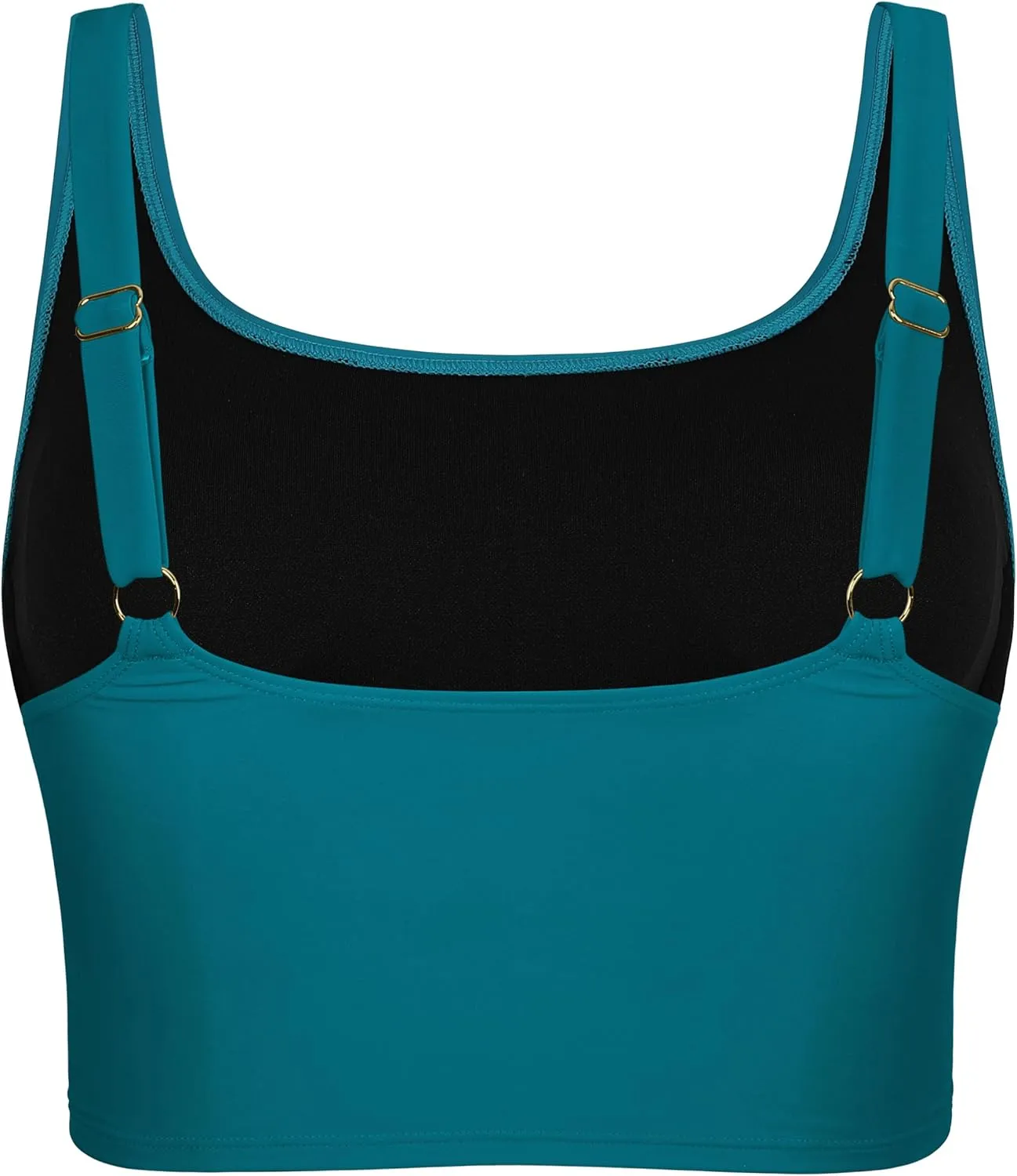 Hilor Women's Underwire Bikini Tops Longline Swim Top Push Up Tankini Swimsuit Modest Bathing Suit Tops
