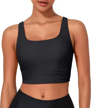 Hilor Women's Underwire Bikini Tops Longline Swim Top Push Up Tankini Swimsuit Modest Bathing Suit Tops