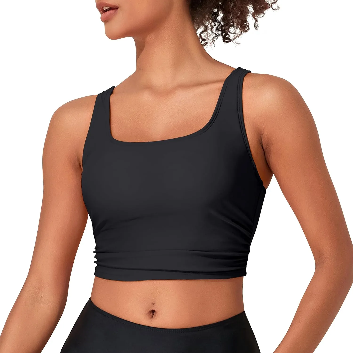 Hilor Women's Underwire Bikini Tops Longline Swim Top Push Up Tankini Swimsuit Modest Bathing Suit Tops