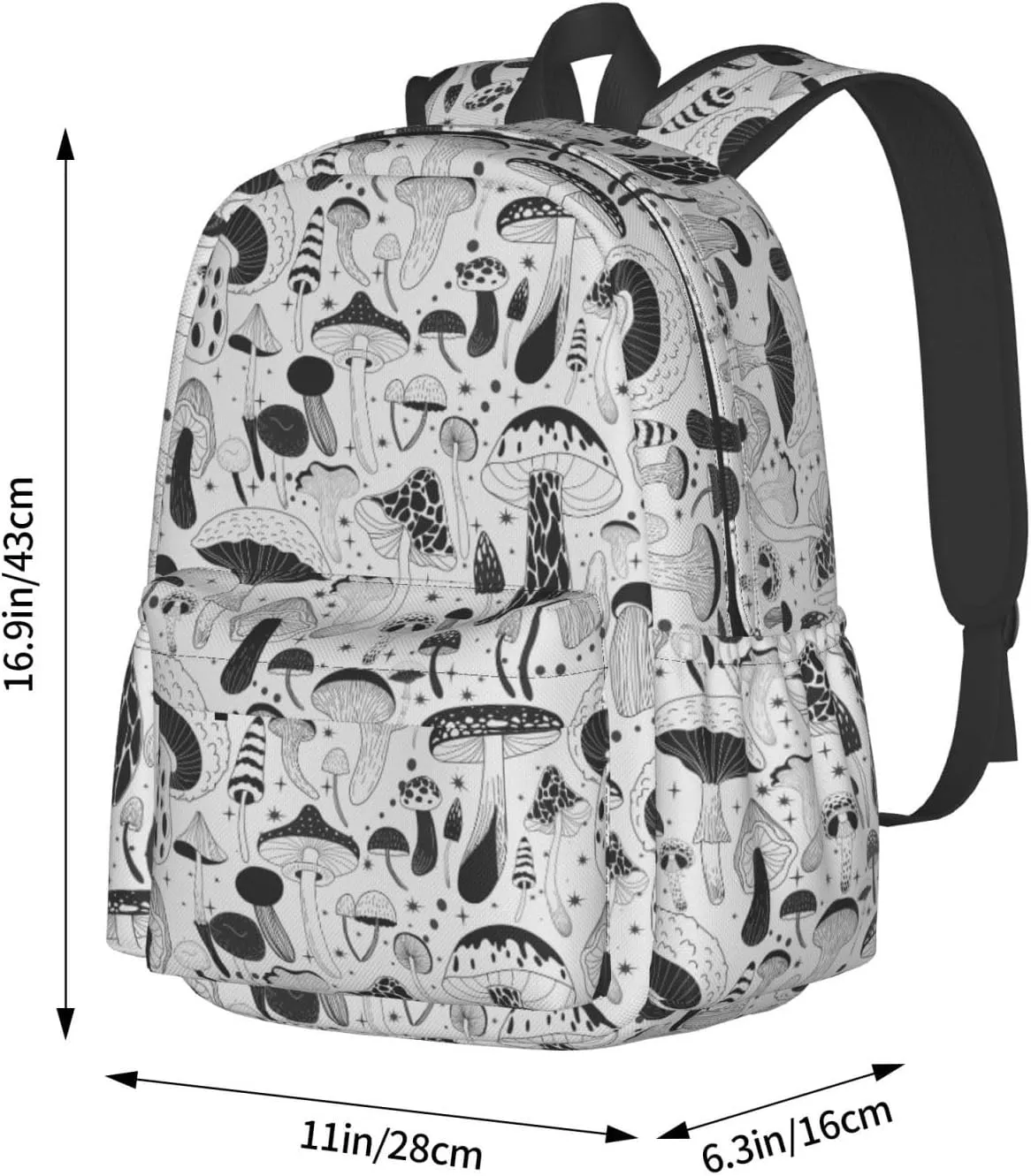 Hippie Mystical Mushrooms Stylish Backpack With Adjustable Padded Shoulder Straps Daypacks For College Travel
