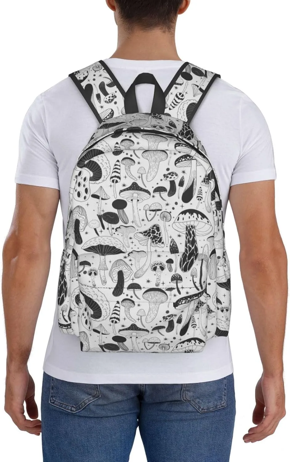 Hippie Mystical Mushrooms Stylish Backpack With Adjustable Padded Shoulder Straps Daypacks For College Travel