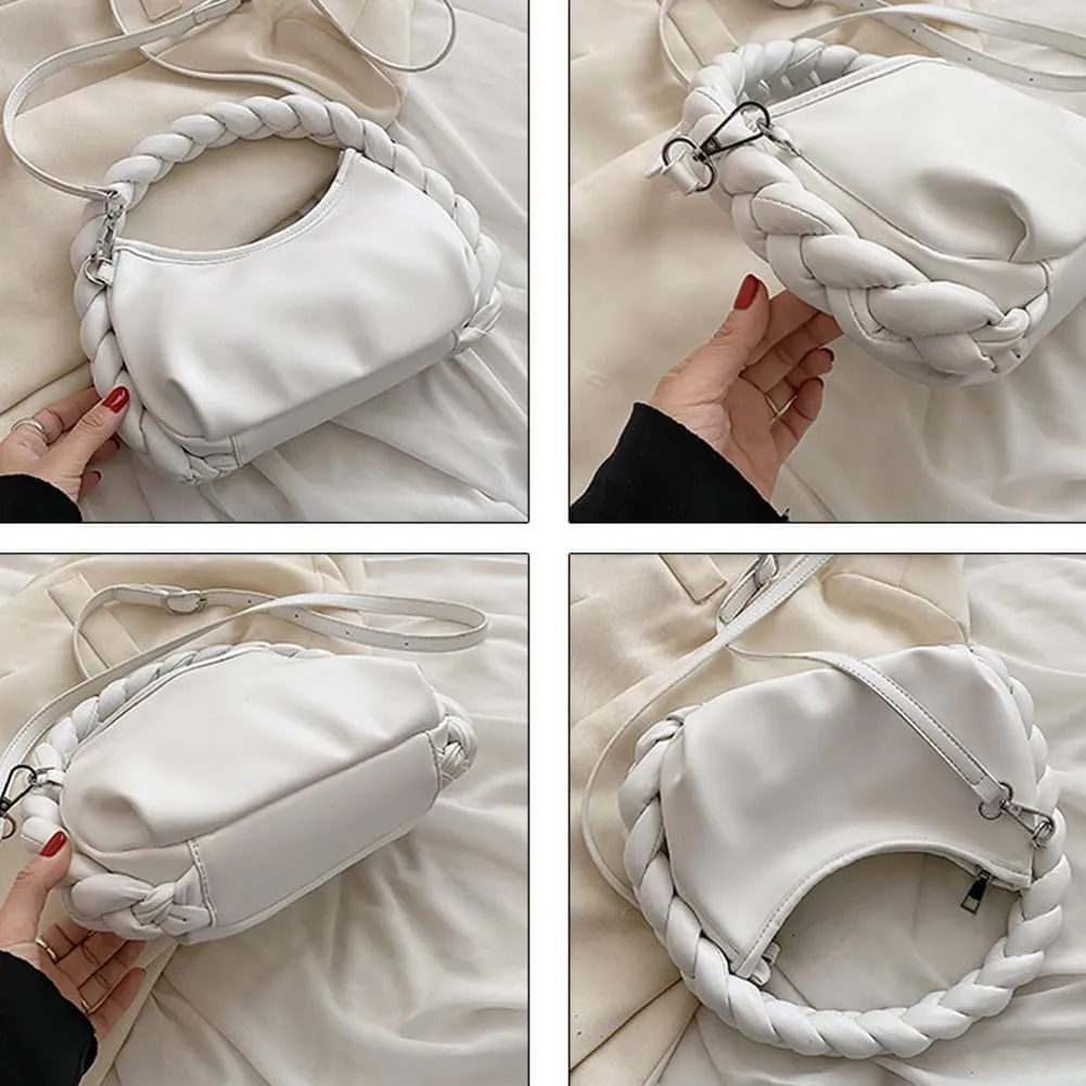 Hobo Bag for Women Fashionable Twists Handle Handbag Stylish Crossbody Bag Underarm Bag