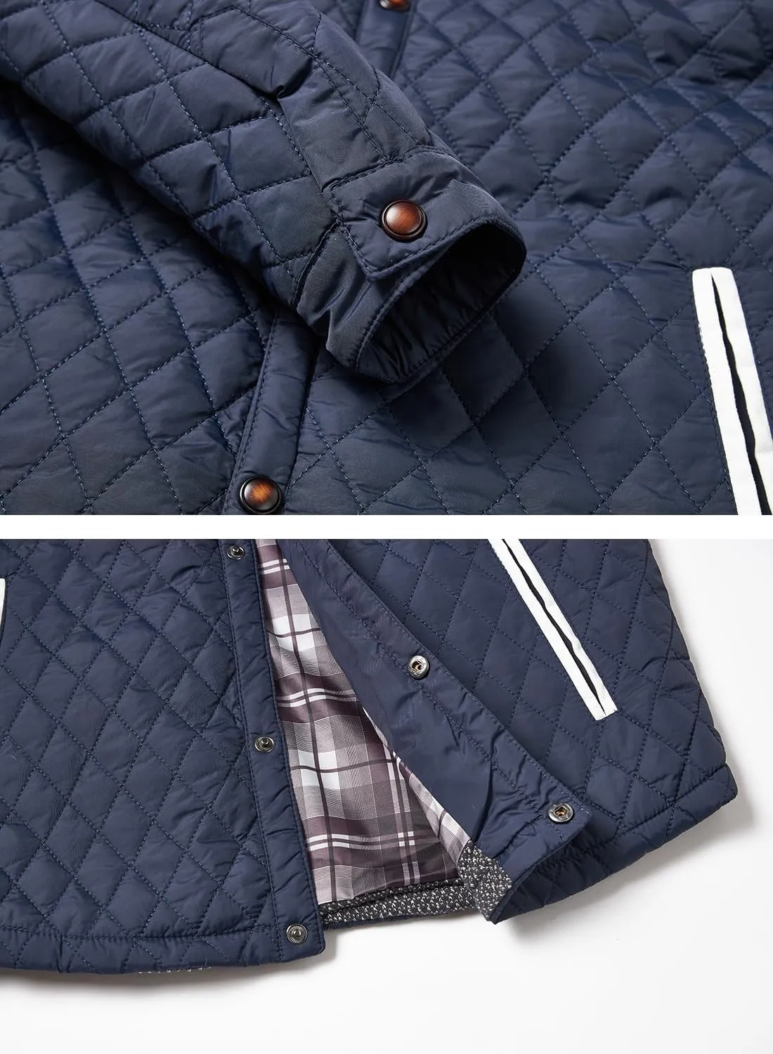 HOOD CREW Mens Quilted Down Jacket Autumn Winter Coat Lightweight Business Causal Shirt Jacket