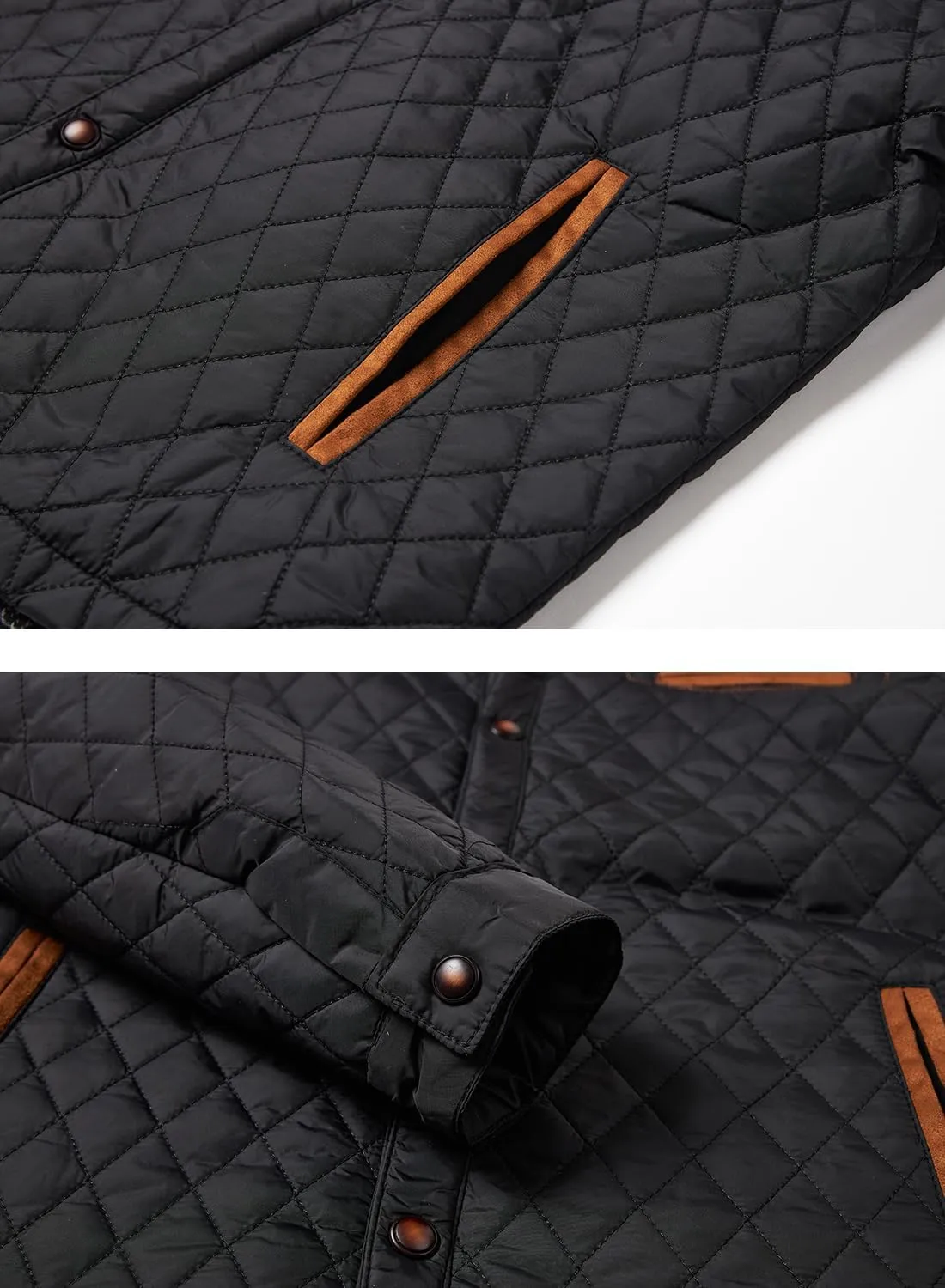 HOOD CREW Mens Quilted Down Jacket Autumn Winter Coat Lightweight Business Causal Shirt Jacket