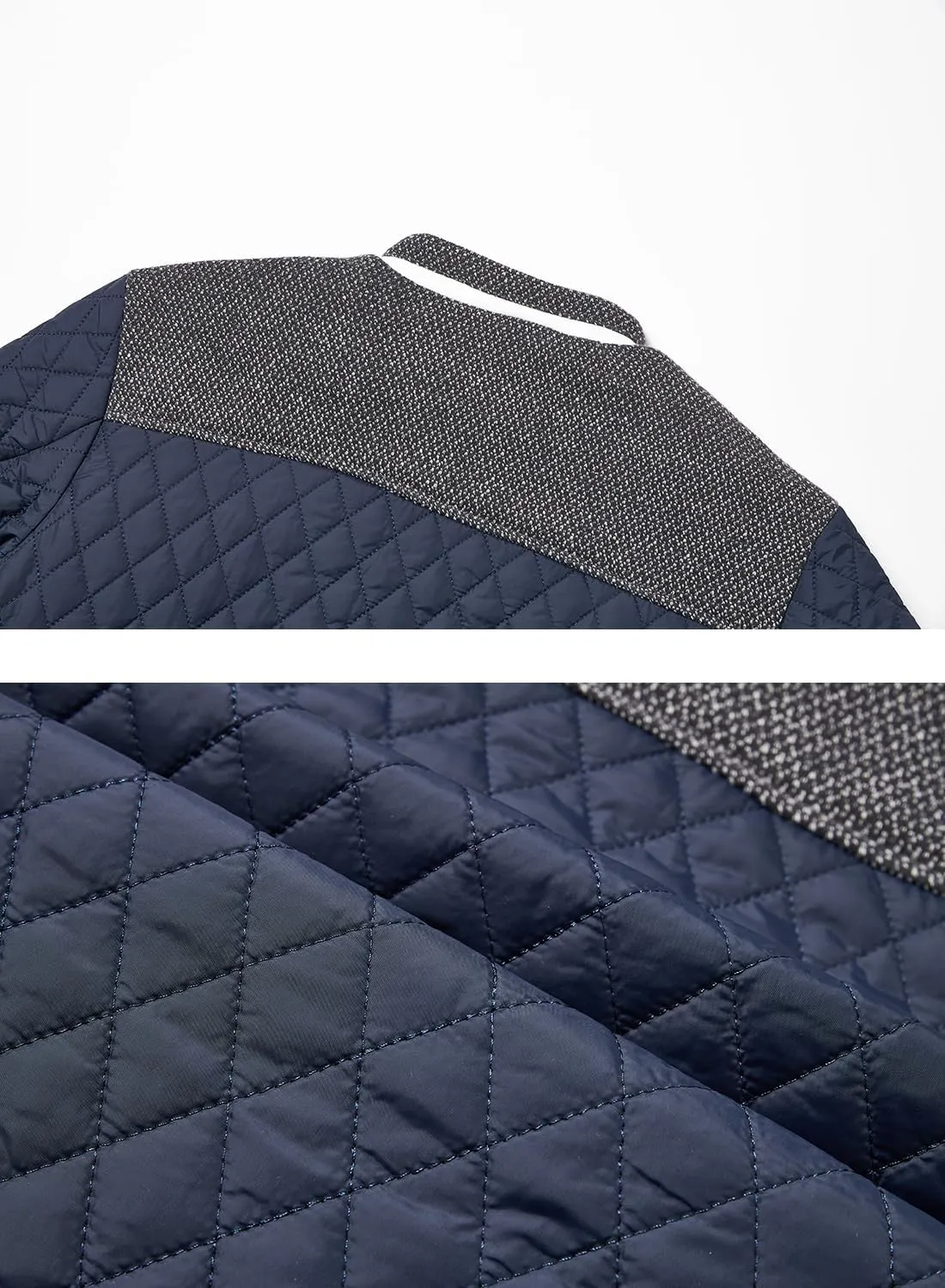 HOOD CREW Mens Quilted Down Jacket Autumn Winter Coat Lightweight Business Causal Shirt Jacket