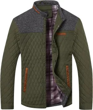 HOOD CREW Mens Quilted Down Jacket Autumn Winter Coat Lightweight Business Causal Shirt Jacket