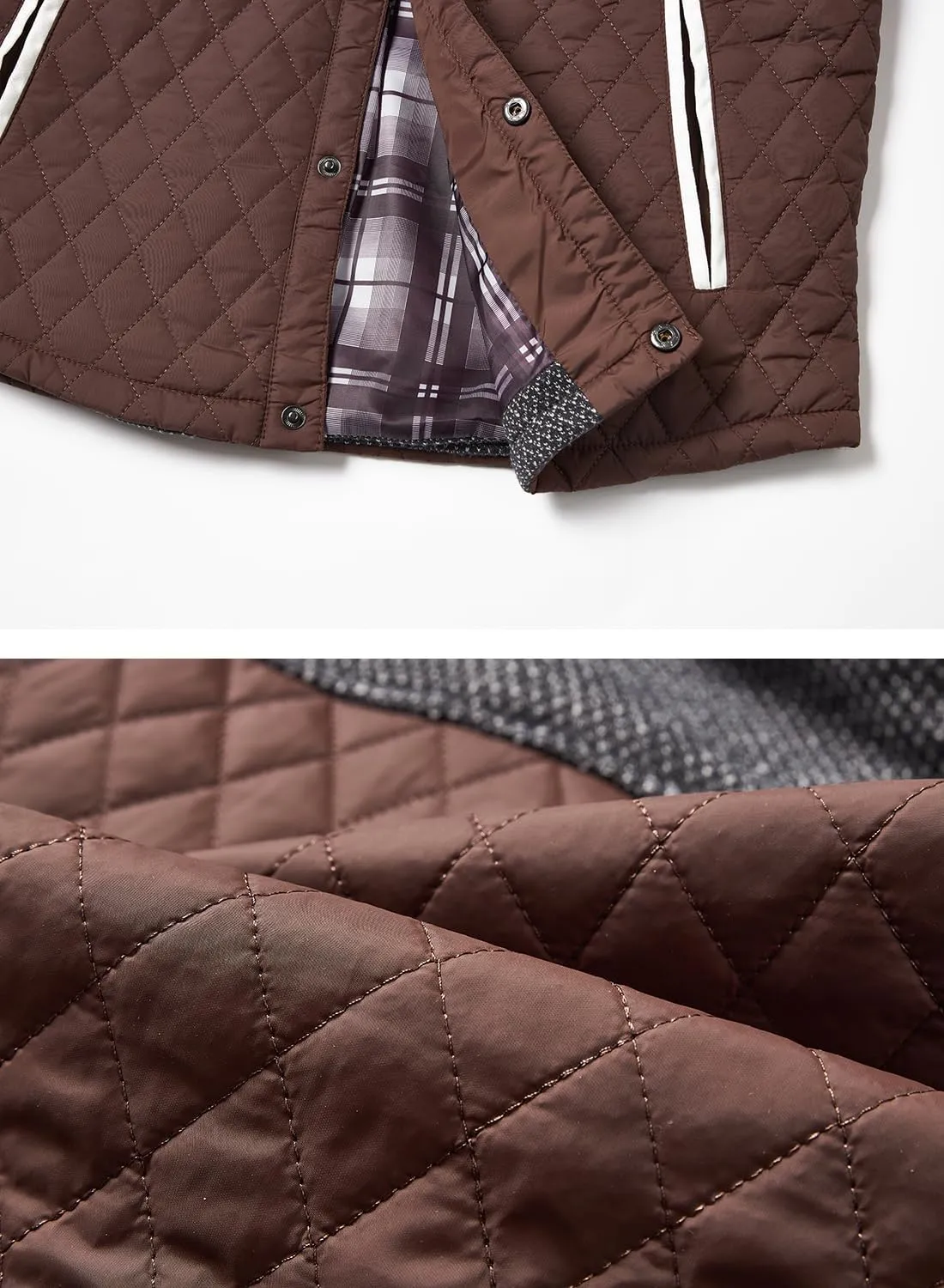 HOOD CREW Mens Quilted Down Jacket Autumn Winter Coat Lightweight Business Causal Shirt Jacket