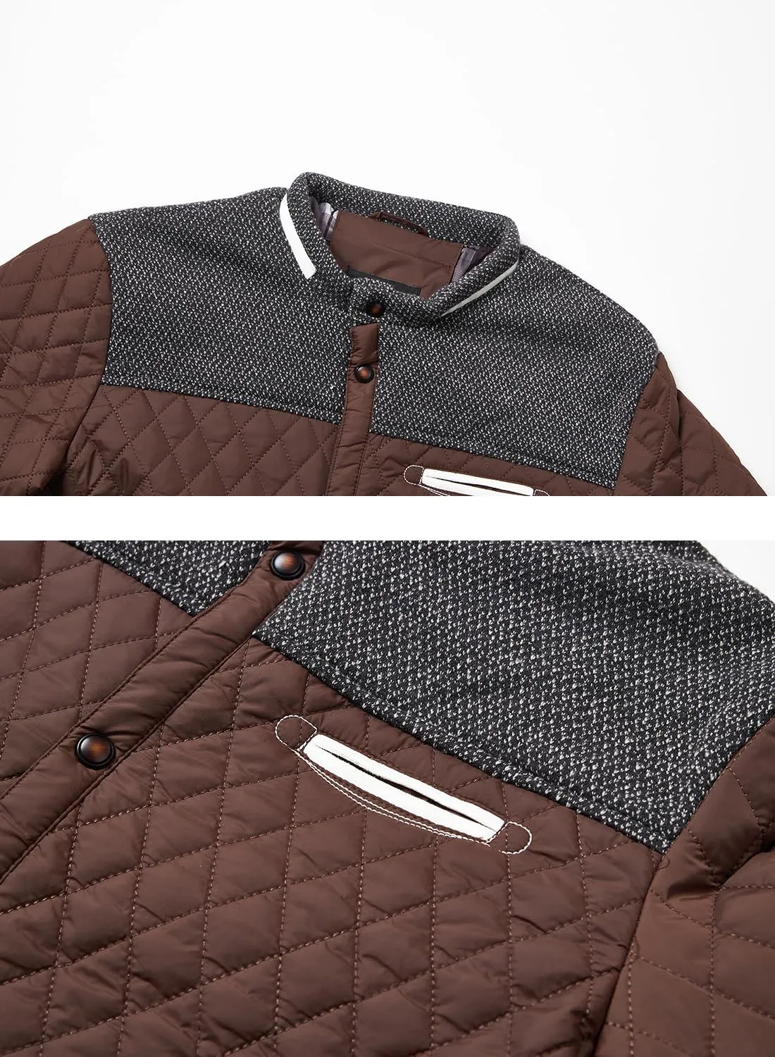 HOOD CREW Mens Quilted Down Jacket Autumn Winter Coat Lightweight Business Causal Shirt Jacket