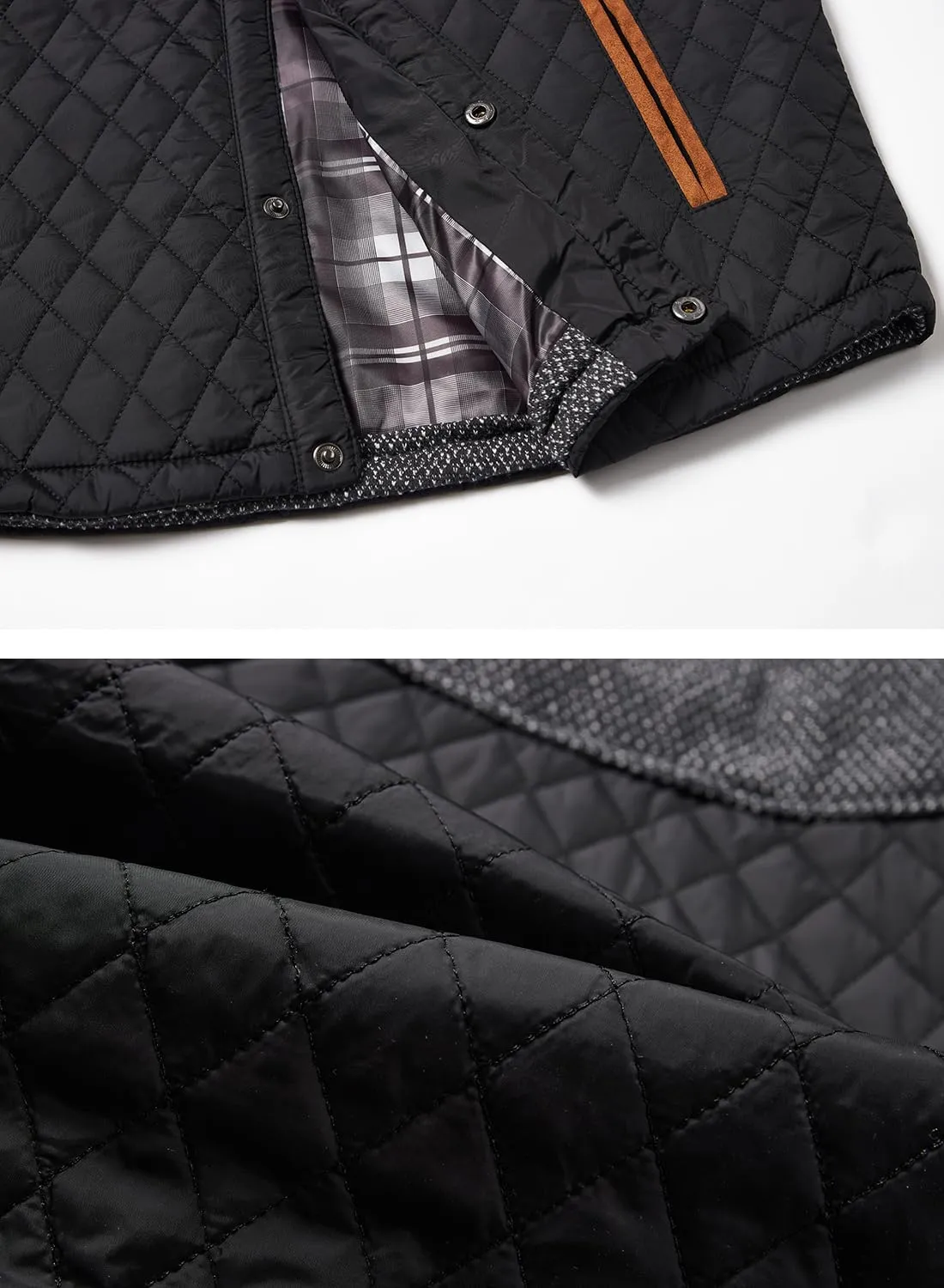 HOOD CREW Mens Quilted Down Jacket Autumn Winter Coat Lightweight Business Causal Shirt Jacket