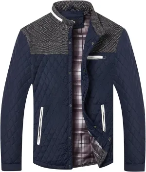 HOOD CREW Mens Quilted Down Jacket Autumn Winter Coat Lightweight Business Causal Shirt Jacket