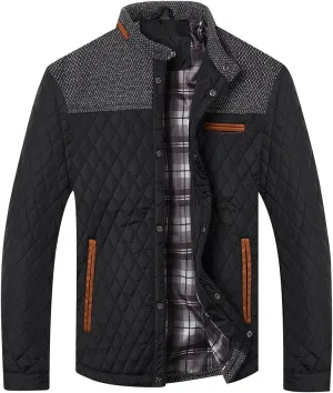 HOOD CREW Mens Quilted Down Jacket Autumn Winter Coat Lightweight Business Causal Shirt Jacket