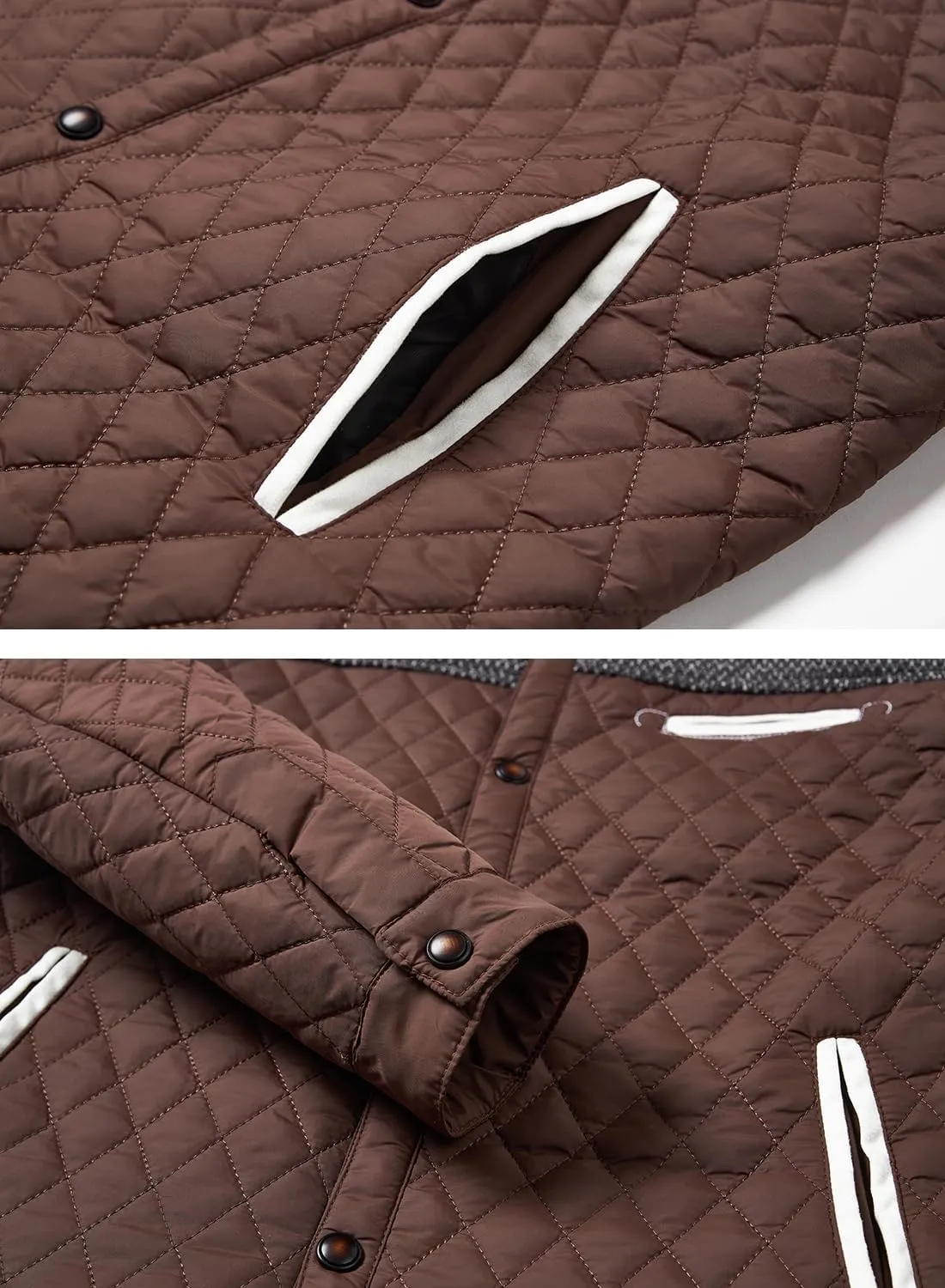 HOOD CREW Mens Quilted Down Jacket Autumn Winter Coat Lightweight Business Causal Shirt Jacket