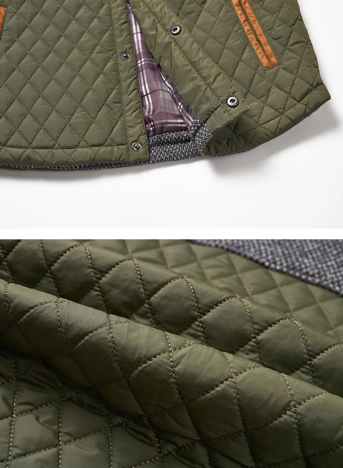 HOOD CREW Mens Quilted Down Jacket Autumn Winter Coat Lightweight Business Causal Shirt Jacket