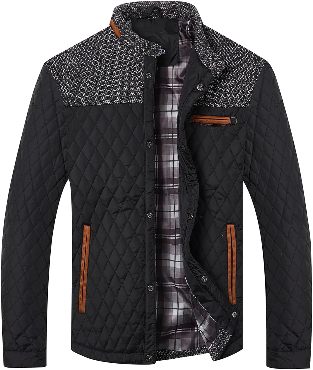 HOOD CREW Mens Quilted Down Jacket Autumn Winter Coat Lightweight Business Causal Shirt Jacket