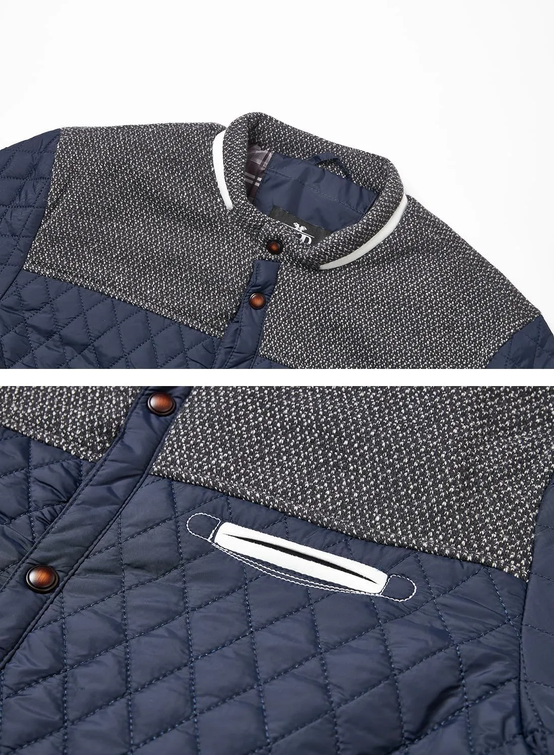 HOOD CREW Mens Quilted Down Jacket Autumn Winter Coat Lightweight Business Causal Shirt Jacket