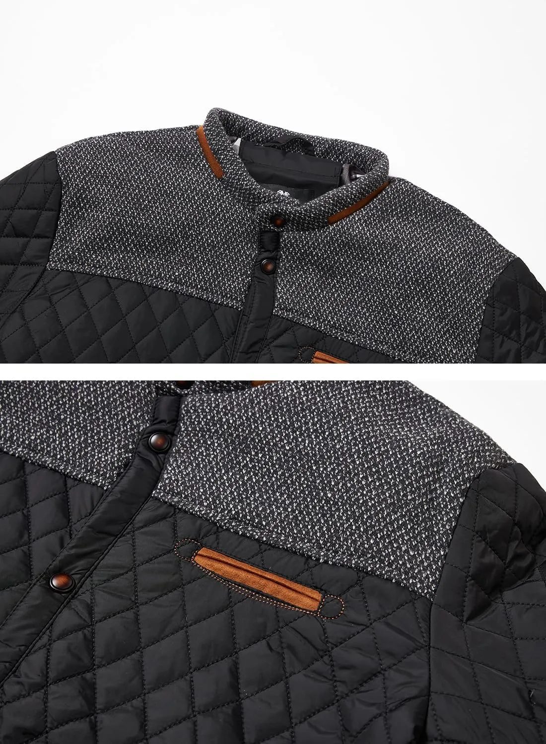 HOOD CREW Mens Quilted Down Jacket Autumn Winter Coat Lightweight Business Causal Shirt Jacket
