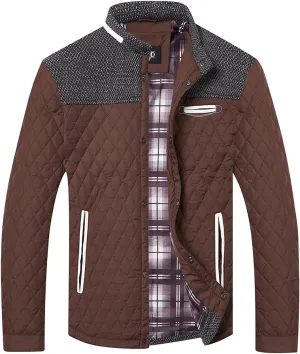 HOOD CREW Mens Quilted Down Jacket Autumn Winter Coat Lightweight Business Causal Shirt Jacket