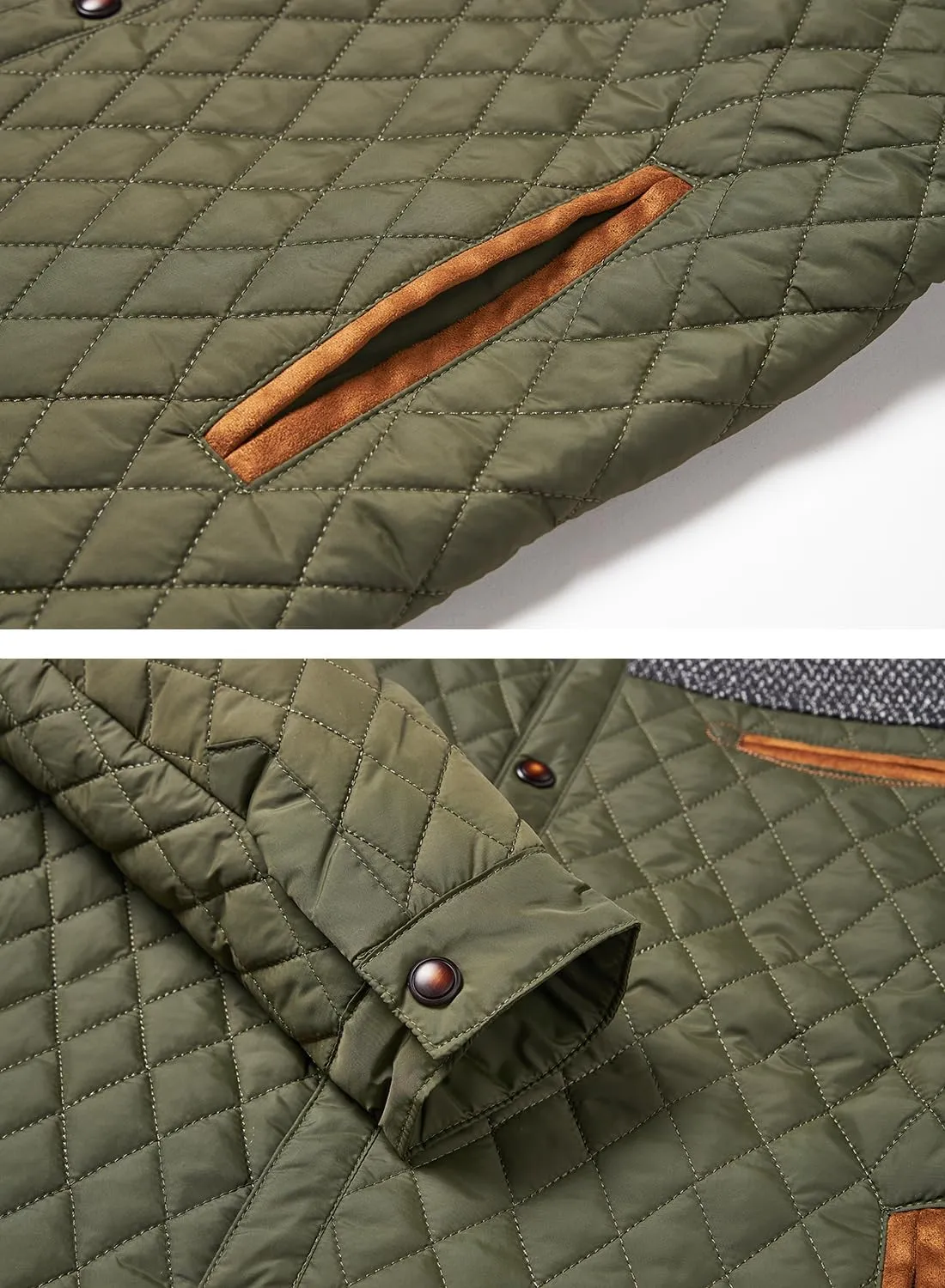 HOOD CREW Mens Quilted Down Jacket Autumn Winter Coat Lightweight Business Causal Shirt Jacket