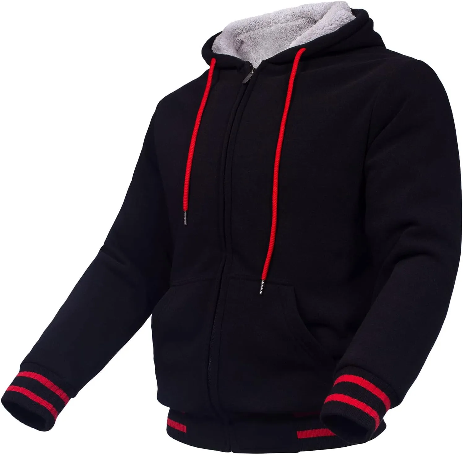 Hoodies for Men Casual Zip Up Heavyweight Fleece Hooded Sweatshirts Winter Sherpa Lined Warm Pullover Jackets