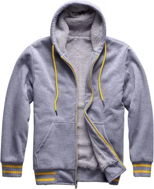 Hoodies for Men Casual Zip Up Heavyweight Fleece Hooded Sweatshirts Winter Sherpa Lined Warm Pullover Jackets