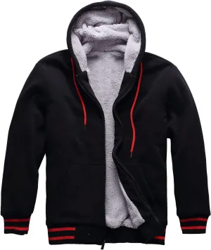 Hoodies for Men Casual Zip Up Heavyweight Fleece Hooded Sweatshirts Winter Sherpa Lined Warm Pullover Jackets