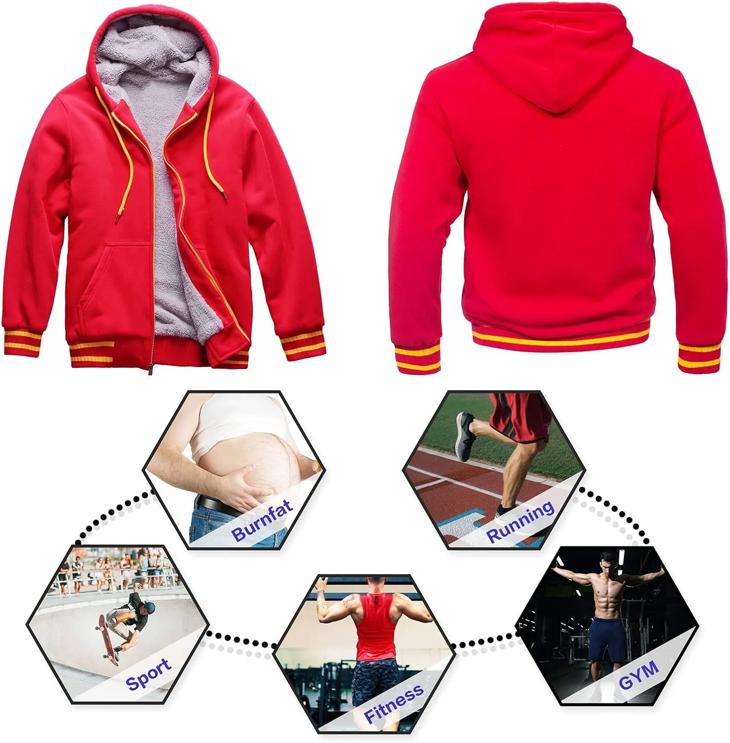 Hoodies for Men Casual Zip Up Heavyweight Fleece Hooded Sweatshirts Winter Sherpa Lined Warm Pullover Jackets