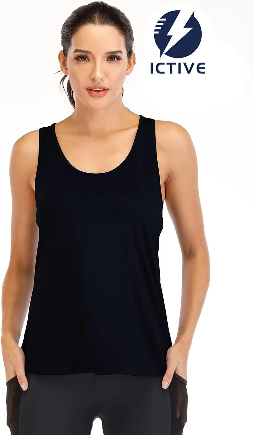 ICTIVE Workout Tank Tops for Women Yoga Tops for Women Loose Fit Backless Muscle Racerback Summer Gym Shirts