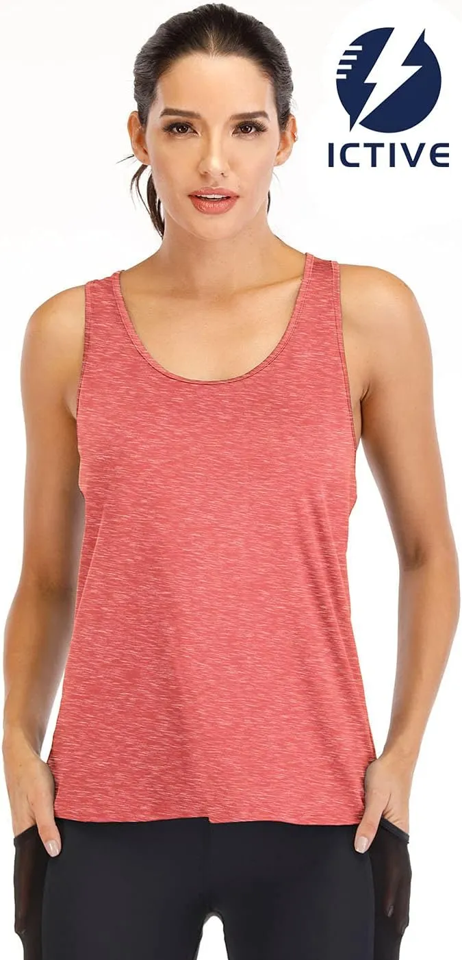 ICTIVE Workout Tank Tops for Women Yoga Tops for Women Loose Fit Backless Muscle Racerback Summer Gym Shirts