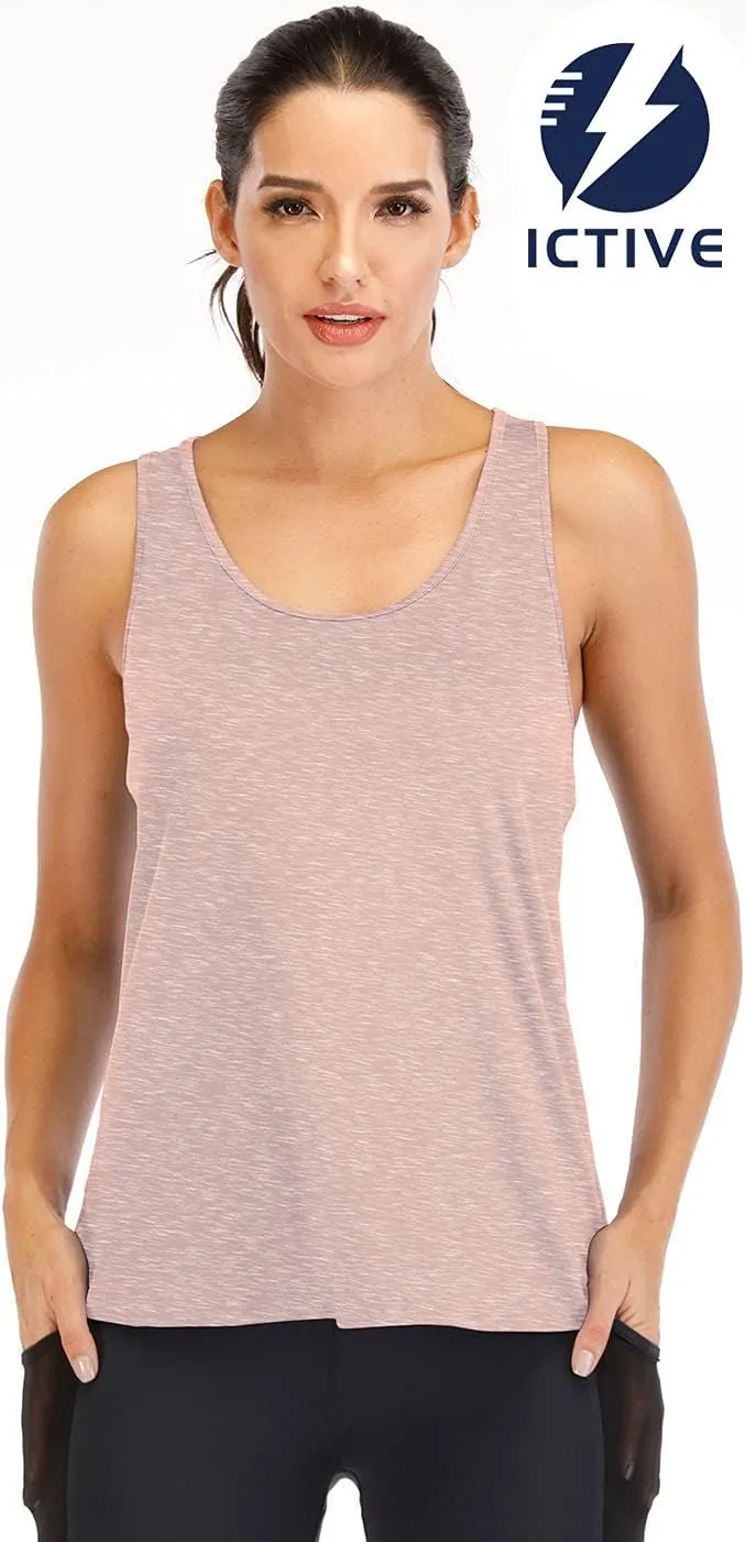 ICTIVE Workout Tank Tops for Women Yoga Tops for Women Loose Fit Backless Muscle Racerback Summer Gym Shirts