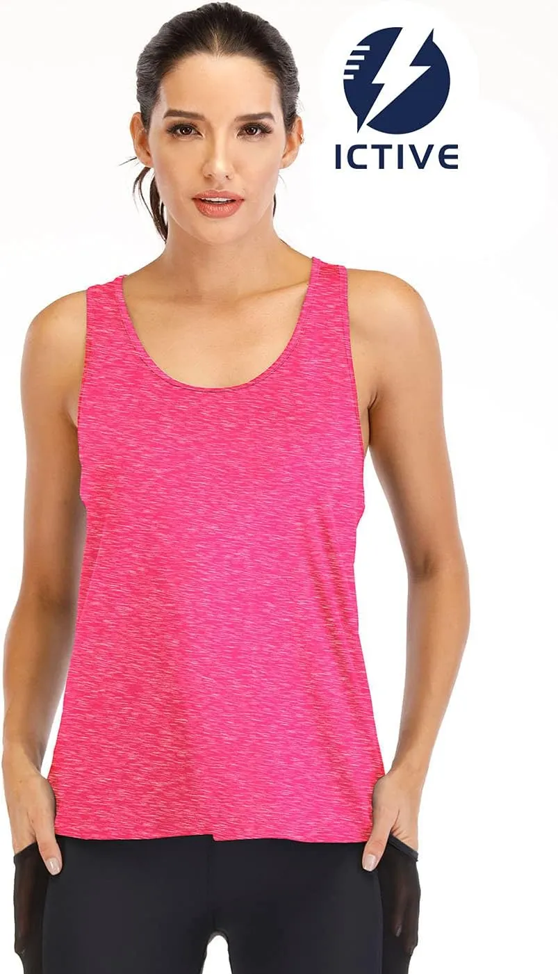 ICTIVE Workout Tank Tops for Women Yoga Tops for Women Loose Fit Backless Muscle Racerback Summer Gym Shirts