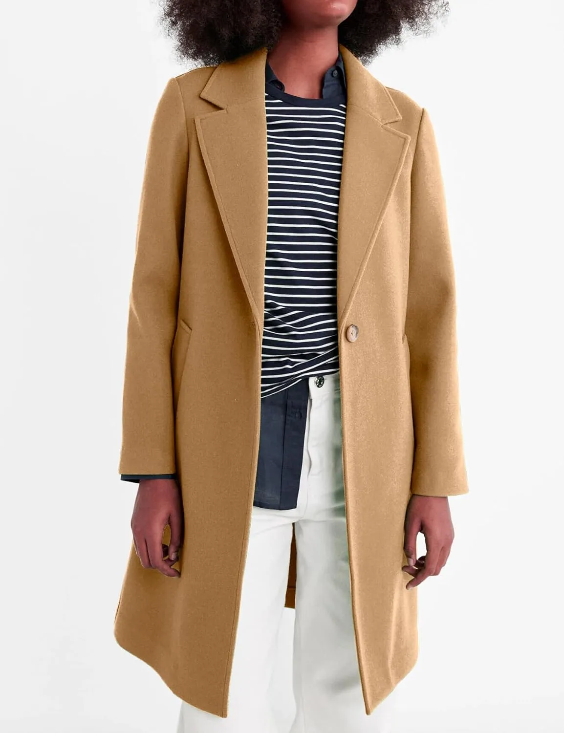 IDEALSANXUN Womens Fall Winter Wool Coats Midi Length Trench Coat Long Blazer Jackets